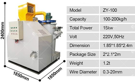 100-200 kg/h Separatore di filo di rame Equipaggiamento granulatore di filo di rame Macchina di riciclaggio dei cavi
